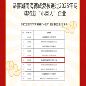 实力认证！湖南海德威获取工信部 2025年专精特新“小巨人”企业